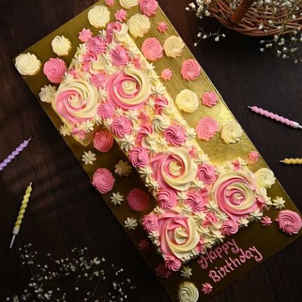 1st Number Rose Chocolate Cake