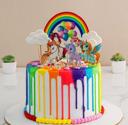 Rainbow Unicorn Photo Cake