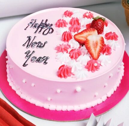 Strawberry Pink topping New Year Cake